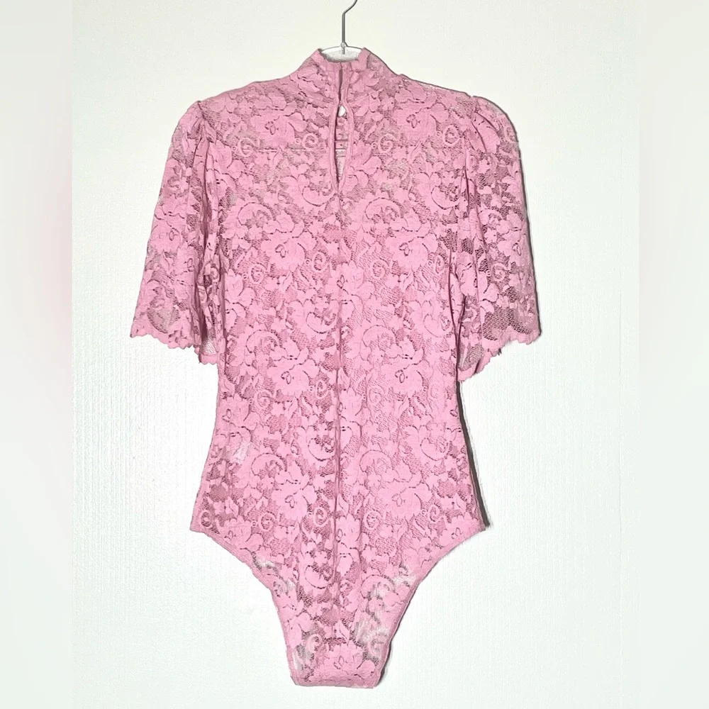 Ganni Lace BodySuit in pink Sz 38/ Sz M - Picture 5 of 10